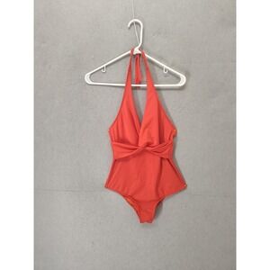 H&M Swimsuit Women 4 Orange Halter One Piece Bathing Suit Summer Beach Pool